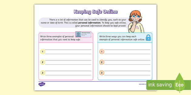 Keeping Safe Online Worksheet - KS1 - Digital Literacy