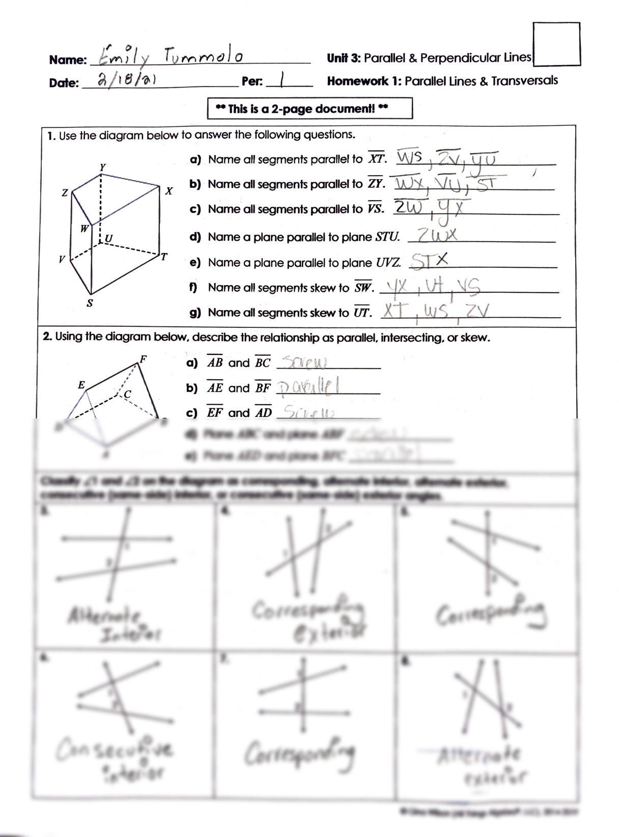 SOLUTION: Unit 3 Parallel &  Perpendicular Lines &  Transversals ...