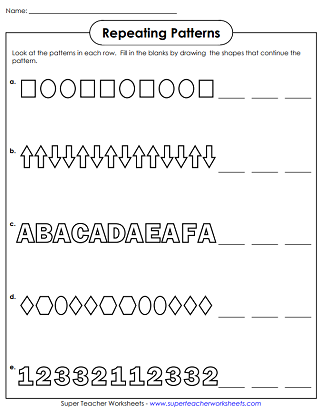 Picture Pattern Worksheets
