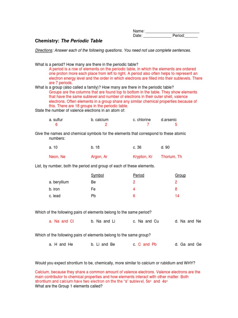 worksheet periodic trends answer key