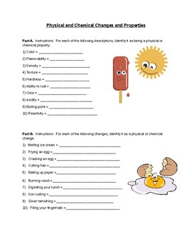 Physical and chemical changes online exercise  