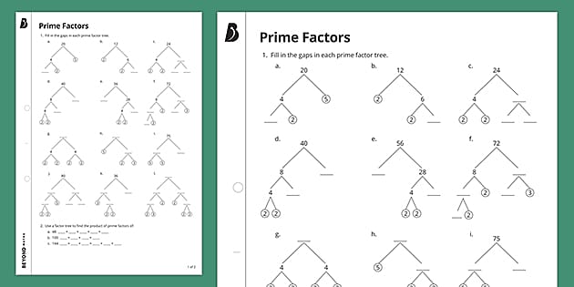 ? Prime Factor Trees Worksheet | Maths | Twinkl Beyond