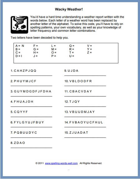 7th Grade Worksheets for Spelling &  Vocabulary Practice