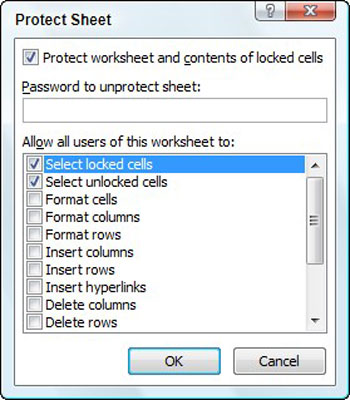Protecting Cell Data in Excel 2007 - dummies