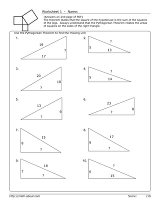 Pythagorean worksheet-1 | PDF