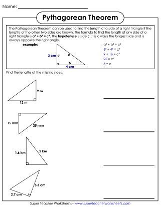 Pythagorean Theorem Worksheets