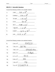 scientific notation.pdf - Name Date Period WS #1.5 - Scientific ...