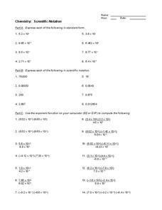Scientific Notation Worksheet for 9th - 12th Grade | Lesson Planet