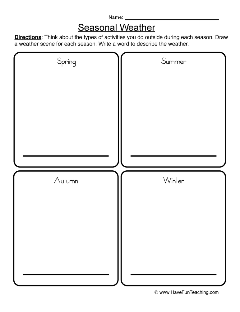 worksheet seasons and weather
