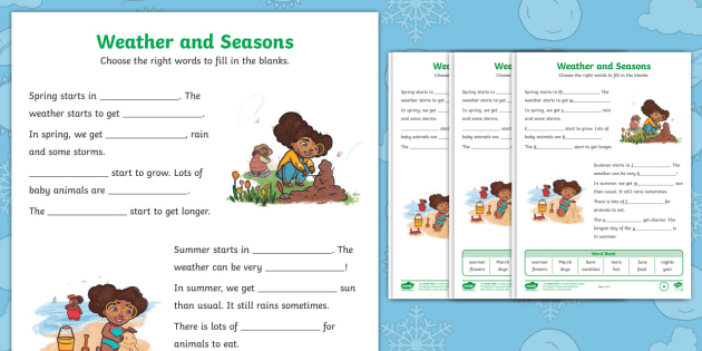 worksheet seasons and weather