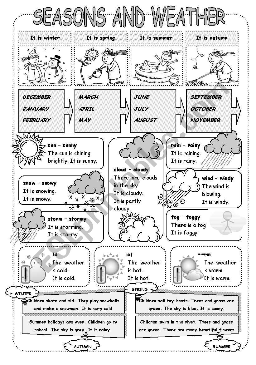 Seasons and weather - ESL worksheet by helen_vin