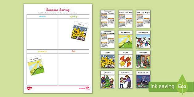 worksheet seasons categories