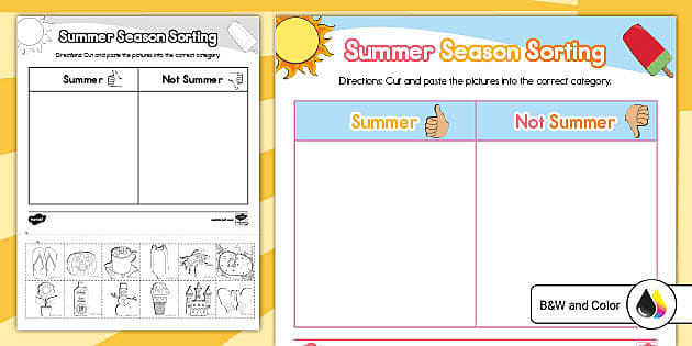 Summer Season Sorting Activity (teacher made) - Twinkl