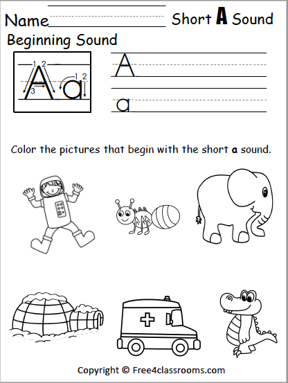 Free Beginning Sounds Worksheet - Short A - Free Worksheets ...