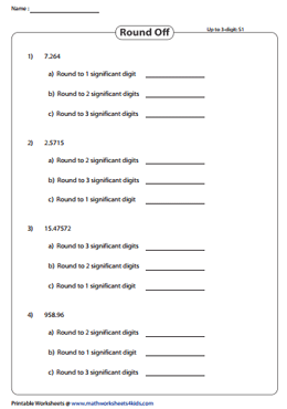 Rounding to Significant Figures Worksheets