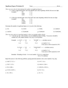 Significant Figures Worksheet #1 Worksheet for 10th - 12th Grade ...