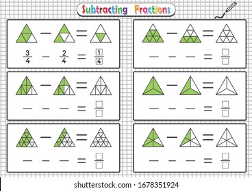 worksheet subtraction of fractions