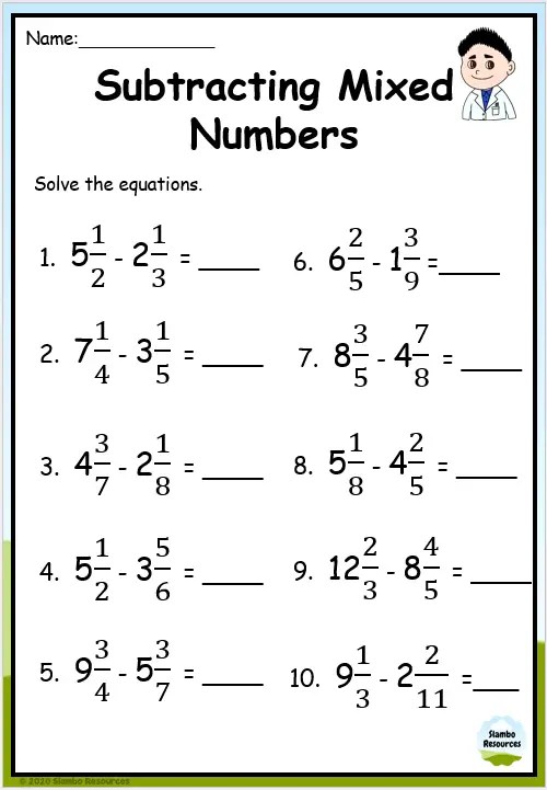 Grade 6 Adding Mixed Numbers Worksheets | Math Worksheets