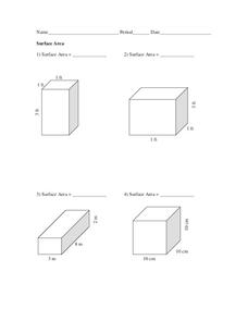 Surface Area Worksheet for 7th - 8th Grade | Lesson Planet