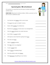 Synonym Worksheets