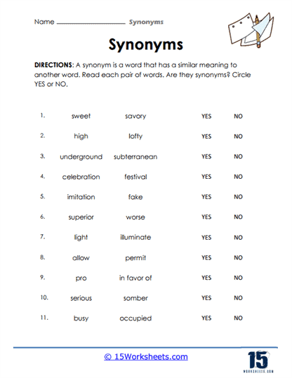 Synonyms Worksheets - 15 Worksheets Library