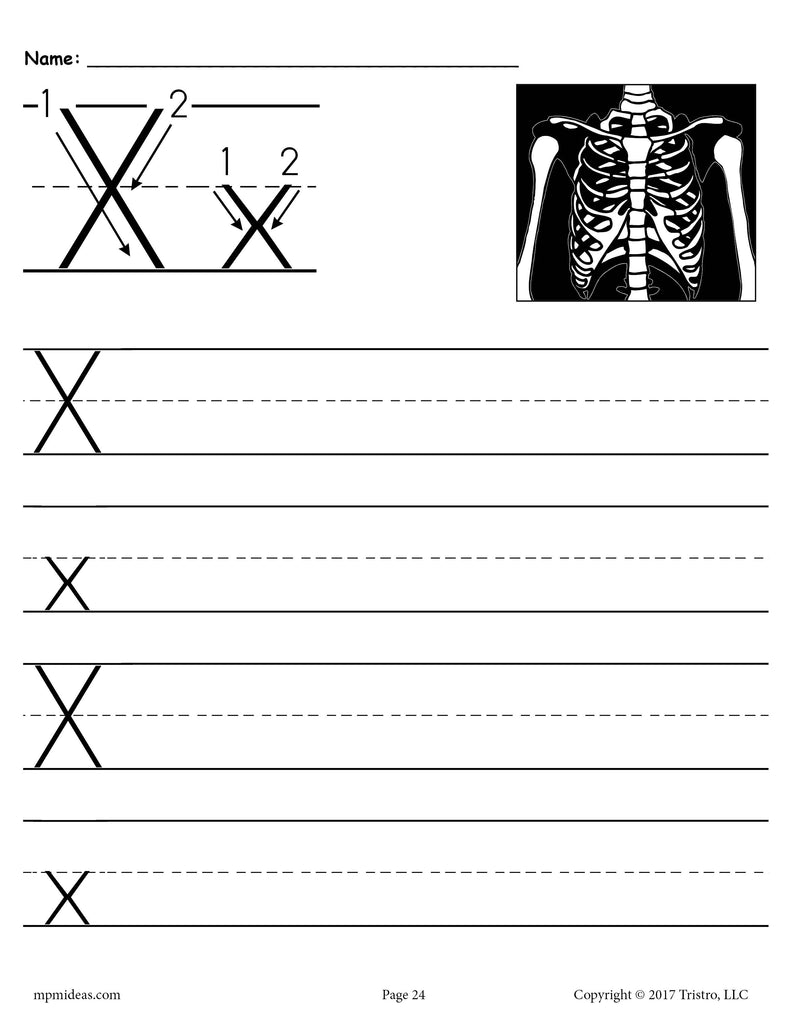 worksheet the letter x printing