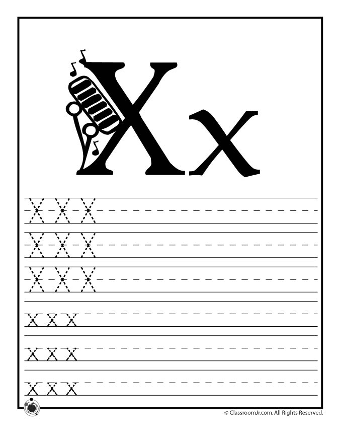 worksheet the letter x printing