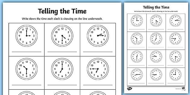 Clock Worksheet (teacher made) 