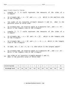 Quiz: Triangle Inequality Theorem Worksheet for 7th - 8th Grade ...