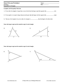 worksheet triangle inequalities