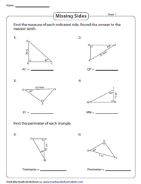 worksheet trigonometric ratios sohcahtoa