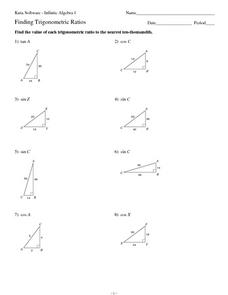 worksheet trigonometric ratios sohcahtoa