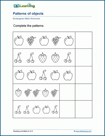 worksheet using pattern