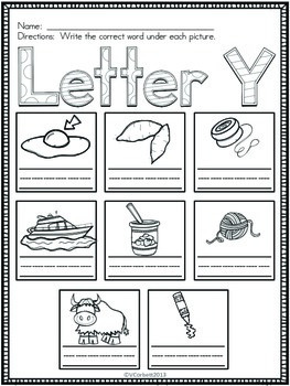 worksheet vocabulary letter y