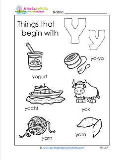 worksheet vocabulary letter y