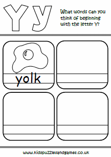 worksheet vocabulary letter y
