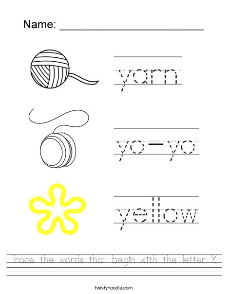 worksheet vocabulary letter y