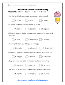Vocabulary Worksheets