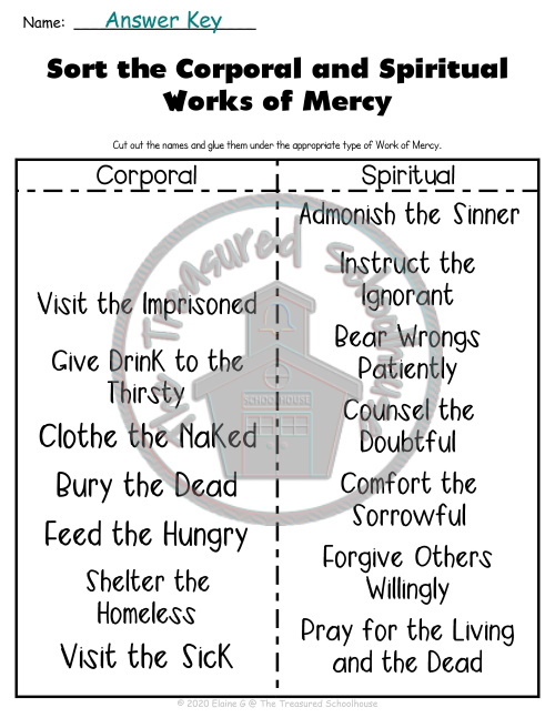 Works of Mercy Cut &  Paste Worksheet Pack | Made By Teachers