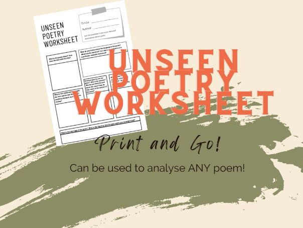 Unseen Poetry Worksheet - works with ANY poem!  