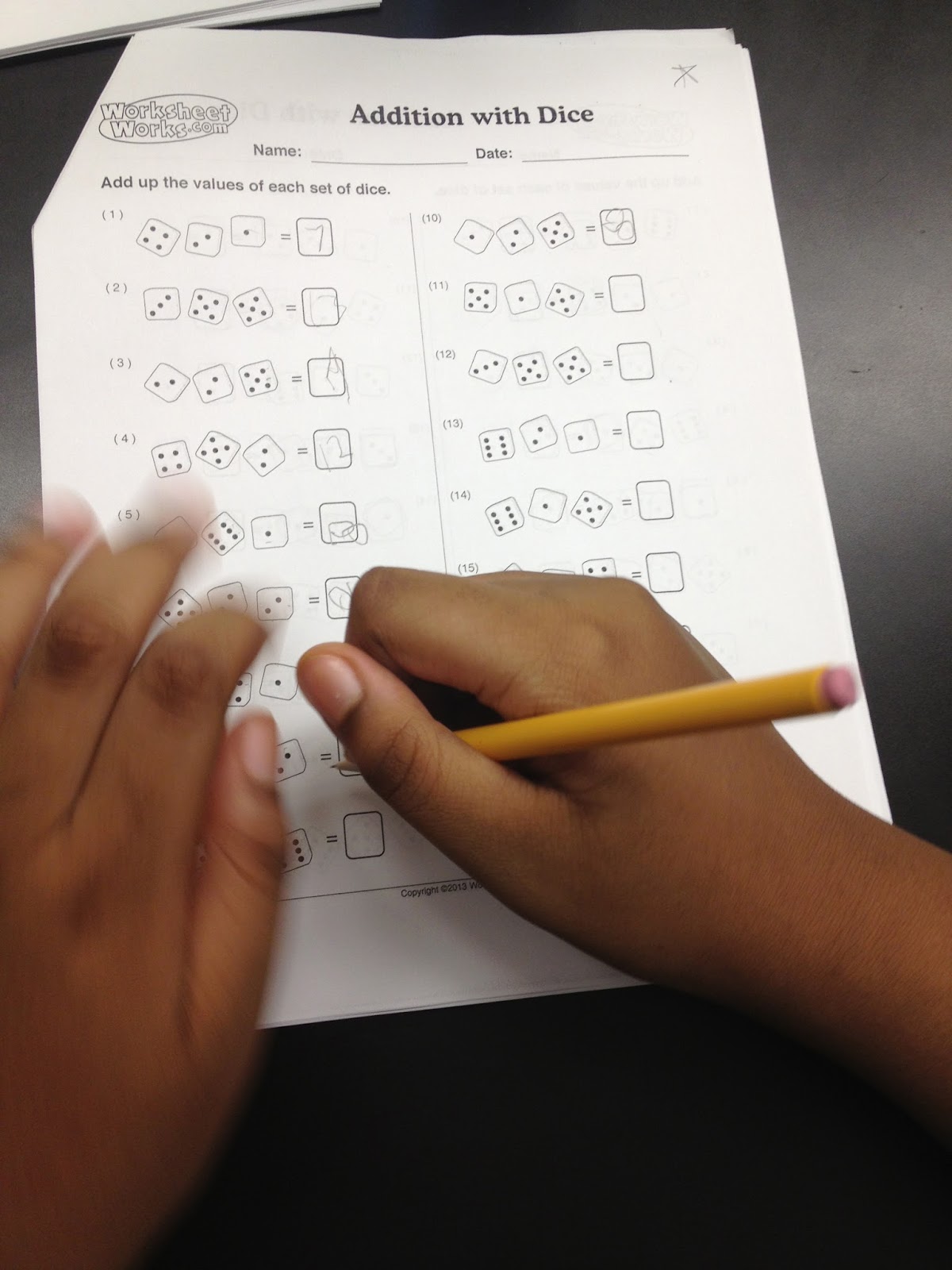 Autism Tank: Dice Worksheet Resource