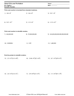 Worksheet: Scientific Notation - Multiply and Divide in Scientific ...