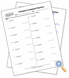 Greatest Common Factors - WorksheetWorks.com