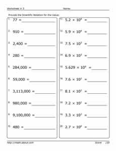 Pre-Algebra Worksheets, Scientific Notation