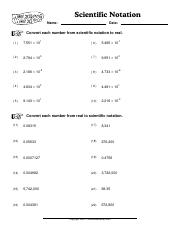 Scientific Notation Worksheet.pdf - Scientific Notation Name: V ...