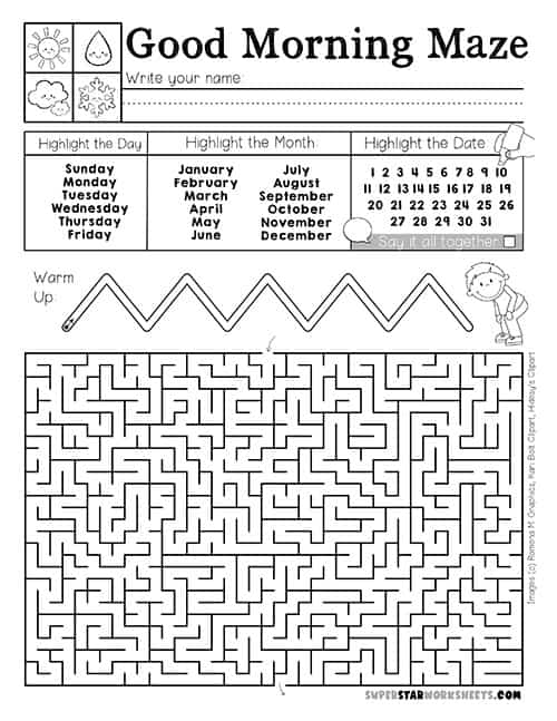 Morning Work Mazes -Worksheets Library