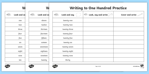 worksheet writing numbers
