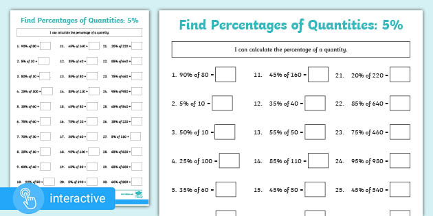 ? Year 6 Interactive Percentages Worksheet PDF - Twinkl