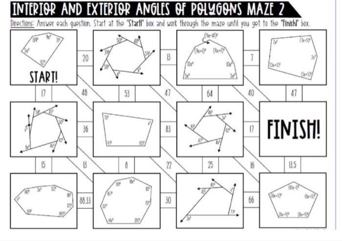 INTERIOR AND EXTERIOR ANGLES OF POLYGONS MAZE 2 | Chegg.com ...