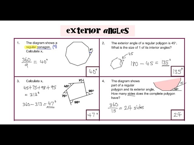 worksheetinterior and exterior angles of polygons worksheet with answers 1